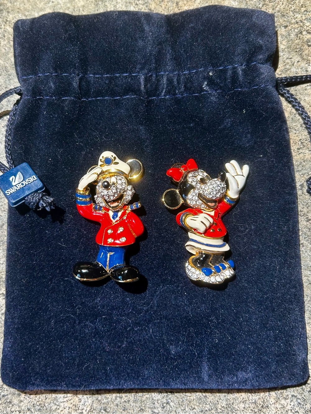 Disney Arribas Brothers Swarovski Crystal Pave Mickey & Minnie Sailor Pin Set